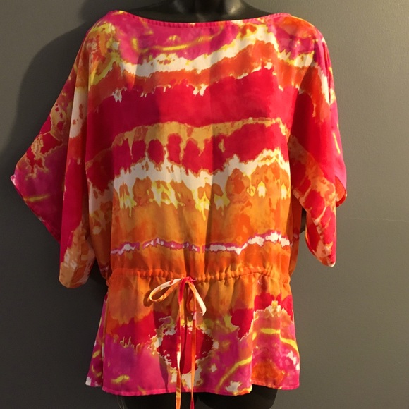 Tie dye sheer top or bathing suit cover up - Picture 2 of 7